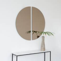 Set Of 2 Luna??? Half-Moon Bronze Tinted Contemporary Frameless Round Mirrors - Large, Xl - thumbnail 3