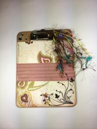 "Altered Mini Clipboard Pink & Brown Scrapbook Paper Organizer - 8"" X 6" - thumbnail 1