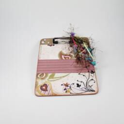 "Altered Mini Clipboard Pink & Brown Scrapbook Paper Organizer - 8"" X 6" - thumbnail 3