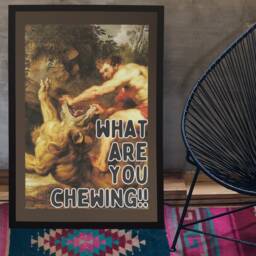 Funny Animal Kitchen Print, Samson & The Lion, Vintage Print Framed Wall Art - thumbnail 2