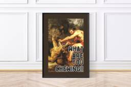 Funny Animal Kitchen Print, Samson & The Lion, Vintage Print Framed Wall Art - thumbnail 1