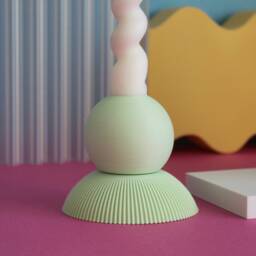 Post Modern Candlestick Holder - 3D Printed Recycled Pla, Eclectic Home Decor - thumbnail 2