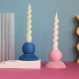 Post Modern Candlestick Holder - 3D Printed Recycled Pla, Eclectic Home Decor - thumbnail 3