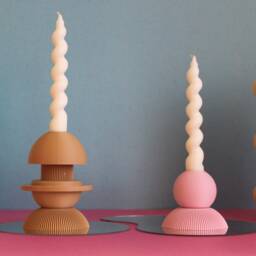 Post Modern Candlestick Holder - 3D Printed Recycled Pla, Eclectic Home Decor - thumbnail 4