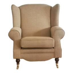 Wingback Fireside Chair Light Golden Brown Weave, Solid Wood Legs - thumbnail 2