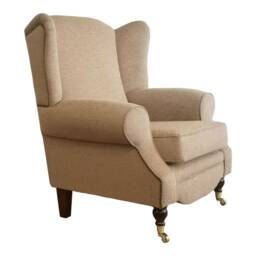 Wingback Fireside Chair Light Golden Brown Weave, Solid Wood Legs