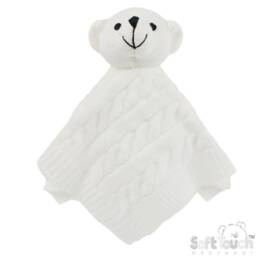 Personalised Baby Comforter, Cable Knit White Teddy, Personalized Stuffie Blankie, New Gift - thumbnail 3