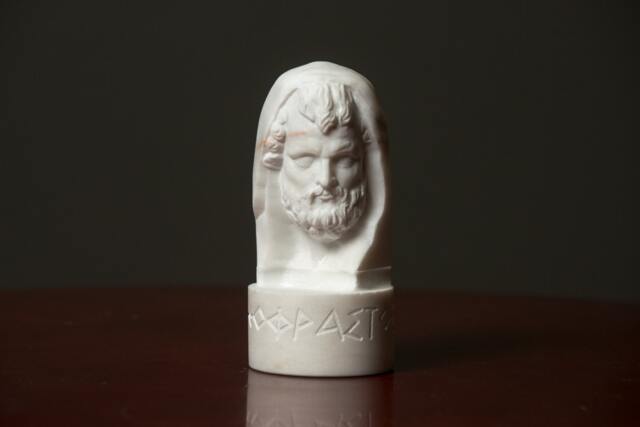 Bust Of Philosopher Theophrastos Carved Greek Marble Statue Figurine Artist Sculpture - image 1