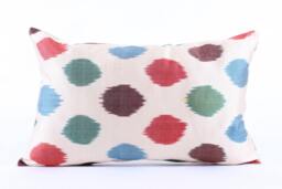 Ikat Silk Velvet Pillow 16x24 - Handmade Boho Cushion Cover Turkish Home Decor Accent - thumbnail 1