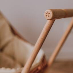 Handmade Wicker Doll Pram Boho Baby Carriage With Bedding - thumbnail 3