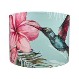 Tropical Bird Lampshade For Ceiling & Table Lamps, Floral Hummingbird Drum Light Shade - thumbnail 2
