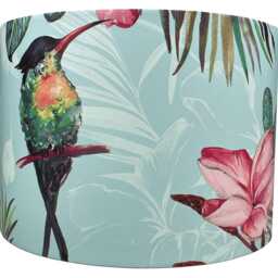 Tropical Bird Lampshade For Ceiling & Table Lamps, Floral Hummingbird Drum Light Shade - thumbnail 3