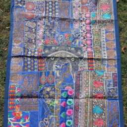 Handmade Indian Patchwork Tapestry - Recycled Textile Embroidered Wall Hanging - thumbnail 4