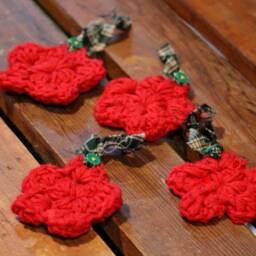 Handmade Crochet Star Ornaments Set Of Four, Christmas Decor - thumbnail 3