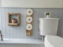 Rustic Reclaimed Wood Toilet Roll Holder - Handmade Bathroom Storage