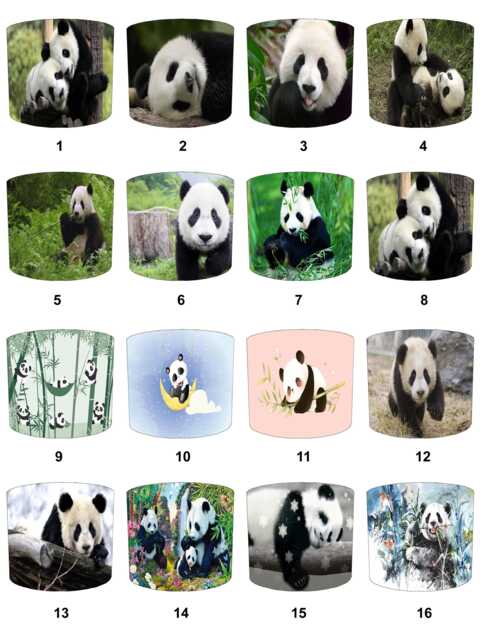 Panda Bear Drum Lampshade For Ceiling Light Pendants Or Table Lamp Bases - image 1