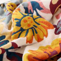 Floral Boho Throw Blanket 5-Layer Cotton Gauze, Reversible Design - thumbnail 3