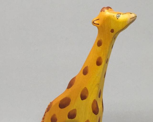 Toy Giraffe Wooden Brown Orange Colourful Standing Small Size 10, 5X 14, 0 X 2, 2 cm - Bxhxs Ca. 50 Gr - image 1