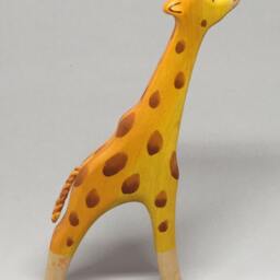 Toy Giraffe Wooden Brown Orange Colourful Standing Small Size 10, 5X 14, 0 X 2, 2 cm - Bxhxs Ca. 50 Gr - thumbnail 2