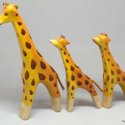 Toy Giraffe Wooden Brown Orange Colourful Standing Small Size 10, 5X 14, 0 X 2, 2 cm - Bxhxs Ca. 50 Gr - thumbnail 4