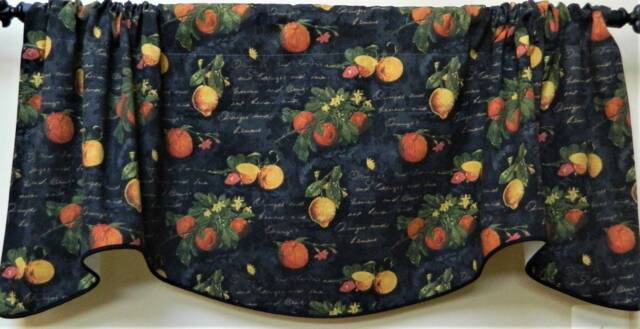 Waverly Citrus Grove Lemon Yellow-Window Valance Lined & Corded Rod Pocket Scalloped Made To Order - image 1