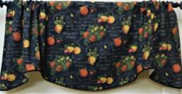 Waverly Citrus Grove Lemon Yellow-Window Valance Lined & Corded Rod Pocket Scalloped Made To Order - thumbnail 1
