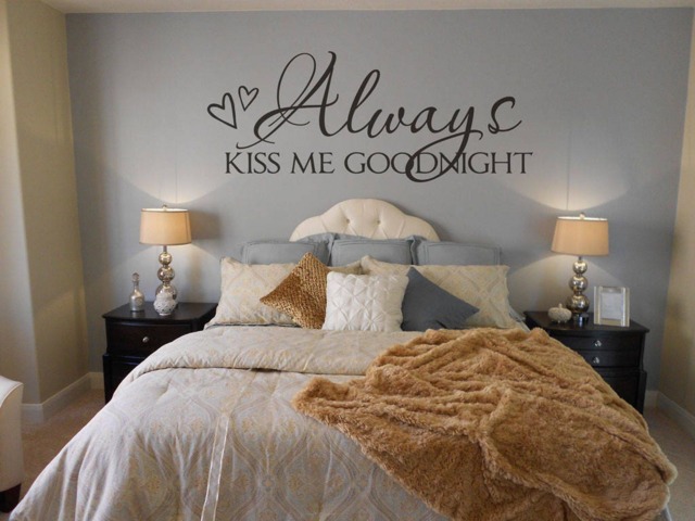Always Kiss Me Goodnight Wall Decal, Vinyl Lettering, Art, Master Bedroom Decor Bc138 - image 1