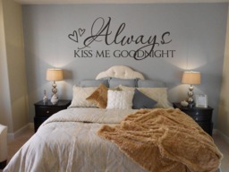 Always Kiss Me Goodnight Wall Decal, Vinyl Lettering, Art, Master Bedroom Decor Bc138 - thumbnail 1