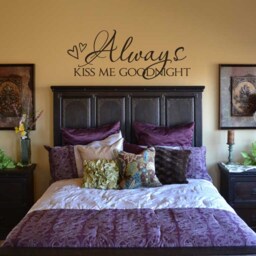 Always Kiss Me Goodnight Wall Decal, Vinyl Lettering, Art, Master Bedroom Decor Bc138 - thumbnail 2