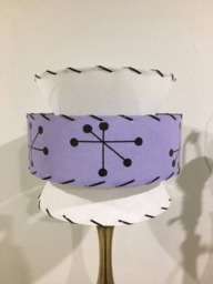 Mid Century Vintage Style Tapered 3 Tier Fiberglass Lamp Shade Starburst Atomic Wht/Lav - thumbnail 2