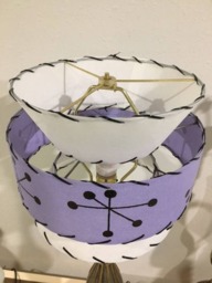 Mid Century Vintage Style Tapered 3 Tier Fiberglass Lamp Shade Starburst Atomic Wht/Lav - thumbnail 3