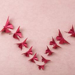 Bordeaux Butterflies For Bridal Shower, Wedding Decor, Metallic Burgundy 3D Butterfly Wall Art - thumbnail 2