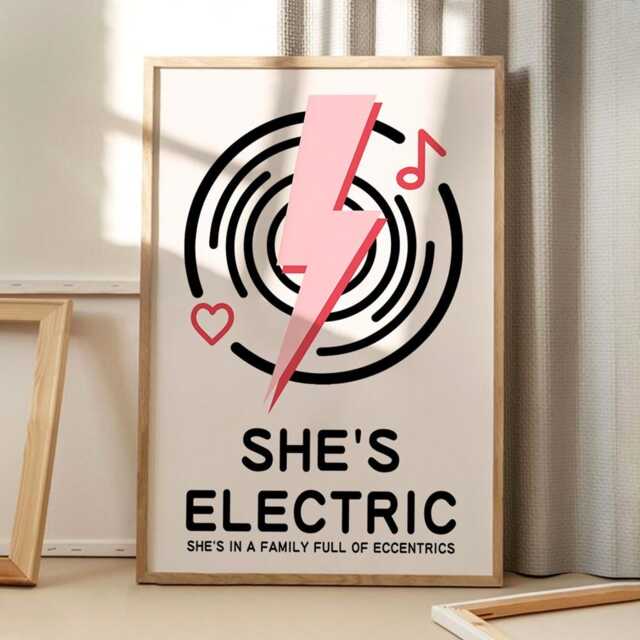She's Electric, Song Lyrics Art Canvas Poster, Trendy Wall Art, Apartment Aesthetic Decor, Retro Home Printed Gift - image 1