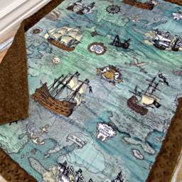 Nautical Pirate Blanket - Personalized Minky Baby Throw Faux Quilt Gift - thumbnail 2