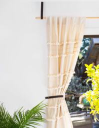 Leather Curtain Tieback Holdback Gold Modern Window Treatments 3rd Anniversary Gift Rustic Decor Boho Living Room Loop