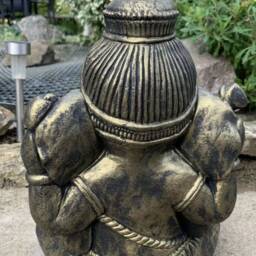 Stone Garden Large Gold Ganesh Buddha Elephant Praying Statue Ornament - thumbnail 3