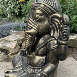 Stone Garden Large Gold Ganesh Buddha Elephant Praying Statue Ornament - thumbnail 2