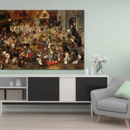 Pieter Bruegel The Elder The Fight Between Carnival & Lent Wall Art , Hangins , Home Decor, Canvas Print Framed Or Only - thumbnail 2