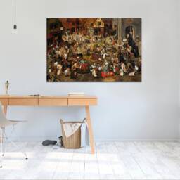 Pieter Bruegel The Elder The Fight Between Carnival & Lent Wall Art , Hangins , Home Decor, Canvas Print Framed Or Only - thumbnail 3