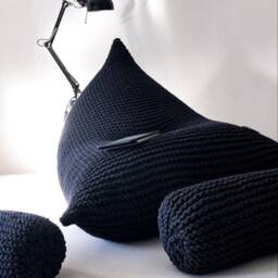 Knitted Cotton Cord Bean Bag Chair Handmade Adult Lounger - thumbnail 3