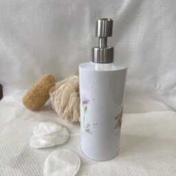 Bees & Flowers Watercolour Design, Liquid Soap Pump Dispenser, By Wildlife Artist Sandi Mower - thumbnail 4