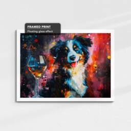 Border Collie Martini Glass Painting Framed Poster Print & Canvas Wall Decor Art Bar Kitchen Room Dog Gift Idea Pet - thumbnail 3