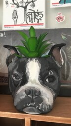 Bulldog Planter Hand-Painted Dog Sculpture - thumbnail 1
