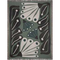 Green Matisse Inspired Retro Flower Woven Cotton Throw Blankets - thumbnail 4