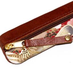 Cherry Blossom Pen Case Japanese Fabric & Leather Pencil With Style - thumbnail 3
