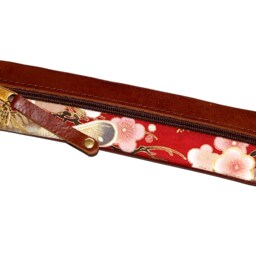 Cherry Blossom Pen Case Japanese Fabric & Leather Pencil With Style - thumbnail 2