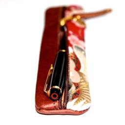 Cherry Blossom Pen Case Japanese Fabric & Leather Pencil With Style - thumbnail 4
