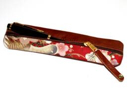Cherry Blossom Pen Case Japanese Fabric & Leather Pencil With Style