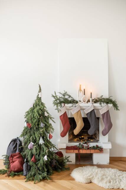 Linen Christmas Stockings. Zero-Waste. Farmhouse Decorations. Gift - image 1