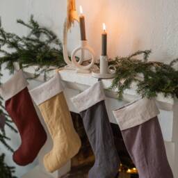 Linen Christmas Stockings. Zero-Waste. Farmhouse Decorations. Gift - thumbnail 2